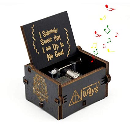 Leegoal Hedwig's Theme Hary Poter Music Box, Antique Carved Wooden Hand Crank Musical Boxes for Christmas Happy Birthday New Year Gift Toy Home Decoration