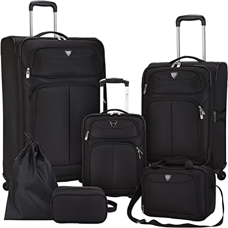 Travelers Club Luggage Hartford 6-Piece Softside Luggage Set, Black