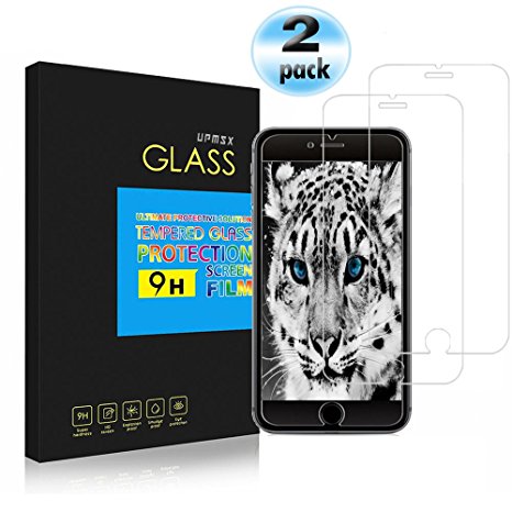 UPMSX iPhone 6s Plus Screen Protector Tempered Glass [5.5 inch] [2 Pack] [9H Hardness] [Crystal Clear] [Bubble Free] [3D Touch Compatible]