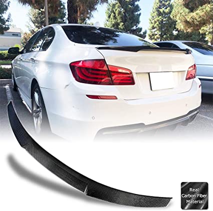 AeroBon Real Carbon Fiber Rear Trunk Spoiler Compatible with 09-16 BMW F10 5-Series F10 M5 (V Style)