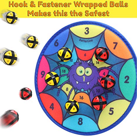 Fun Spider Dart Board Game with 6 Balls Using Hook-and-Loop Fasteners | Learn Numbers and Colors as You Play | Interactive Game and Safe for Kids