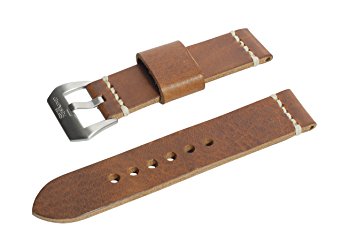 SWISS REIMAGINED Full Grain Italian Leather Watch Band with Satin Finished Stainless Steel Buckle