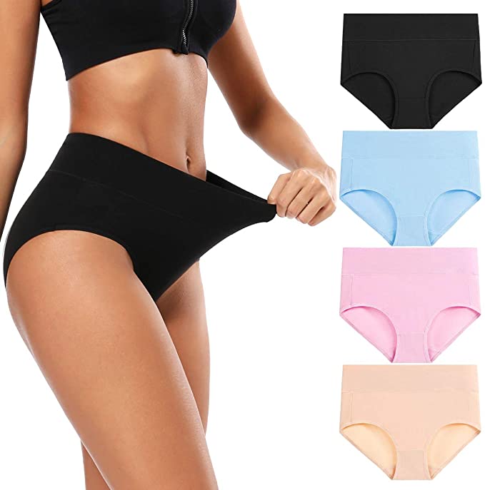 Molasus Women's Cotton Underwear Briefs Soft Breathable High Waisted Full Coverage Ladies Panties
