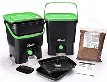Bokashi Organico Dual System- Sustainable and innovative organic waste bin (Black/Green)