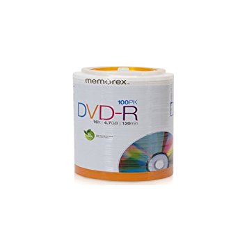 Memorex 32020034420 16X DVD-R (100 PK), 100 pack DVD-R Tote