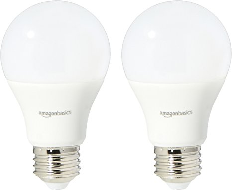 AmazonBasics 75 Watt Equivalent, Daylight, Non-Dimmable, A19 LED Light Bulb - 2 Pack