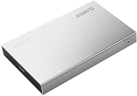 ORICO 2.5 SATA to USB3.1 Gen2 Aluminum Type-C External Hard Drive Enclosure for 7/9.5mm HDD/SSD Support UASP Max 4TB for Laptop Windows/Linux/Mac-Silver