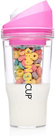 The CrunchCup XL - A Portable Cereal Cup - No Spoon. No Bowl. It's Cereal On The Go. (Pink)
