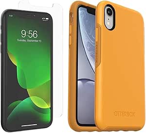 OtterBox Symmetry Series Case for iPhone XR (Only) - with Zagg Glass Elite Clear Screen Protector - Non-Retail Packaging - Aspen Gleam (Citrus/Sunflower)