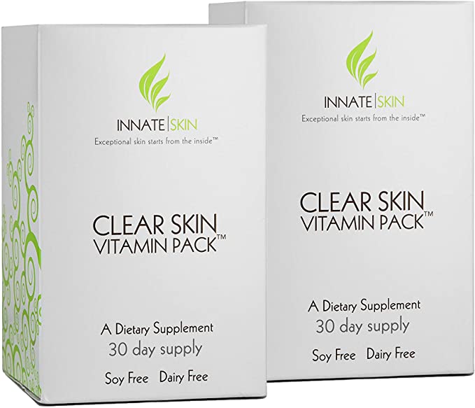 Clear Skin Vitamin Pack Acne Supplement by Innate Skin - Acne Vitamins - Soy Free, Dairy Free Dietary Supplement - Zinc Picolinate Supplement - 60 Day Supply