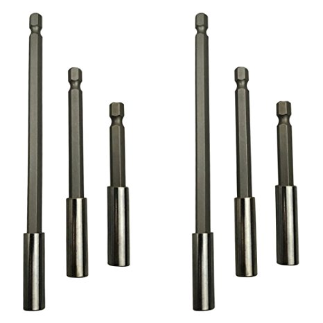 Magnetic Bit Holder Extension, 6 Piece Set 1/4” Hex Shank Heavy Duty Screws, 2”, 4”, 6” Extensions For Quick Change Screws, Nuts, Drills, Handheld Drivers, Tool Box & Construction- Lily's Gift
