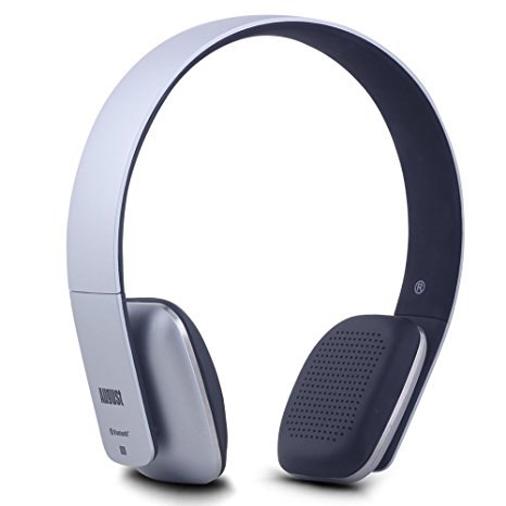 August EP636 Bluetooth Wireless Stereo NFC Headphones - Comfortable On-ear Headset with built-in Microphone and Rechargeable Battery - Compatible with Mobile Phones, iPhone, iPad, Laptops, Tablets, Smartphones (Silver)