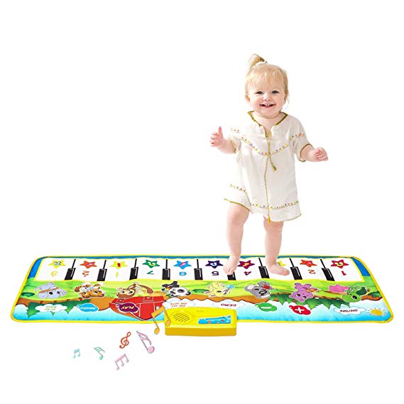 M SANMERSEN Musical Piano Mat, Piano Keyboard Mat Musical Carpet Blanket Toys for Kids Girls Boys