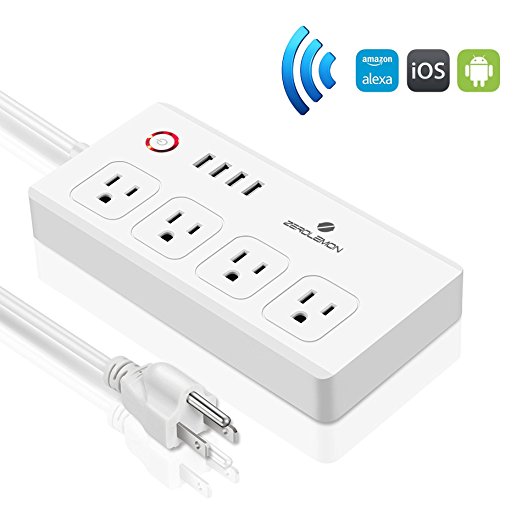 WiFi Smart Power Strip Socket,ZeroLemon Multi Plug Timer Switch Power Strip Outlet Surge Protector with 4 AC Outlets and 4 USB Charging Ports, works with Amazon Alexa and Google Assistant