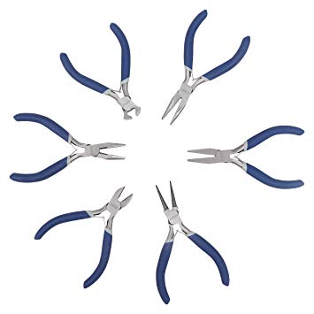 Pliers Set (6 pcs) - Needle Nose Plier, Wire Cutter,Linesman Plier, Flat Nose, Round Nose and Bent Nose Plier for Electrical and Wood Work, DIY and Jewellery Making - Heavy Duty Tool Kit