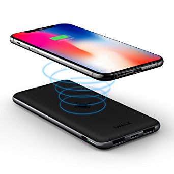 iWalk Qi Wireless Charger Dual USB Power Bank 8000mAh Slim Portable Charging Pad External Battery Pack For iPhone X/8/8 Plus,Samsung Galaxy S9/S8/S7/S6 Edge /Note8 all Mobile Phone Qi-enabled