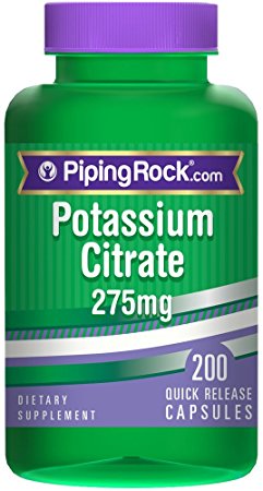 Piping Rock Potassium Citrate 275 mg 200 Quick Release Capsules Dietary Supplement