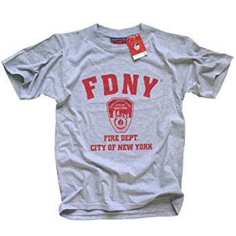 FDNY T-SHIRT, Officially Licensed Crewneck New York Fire Department Athletic Tee, Gray