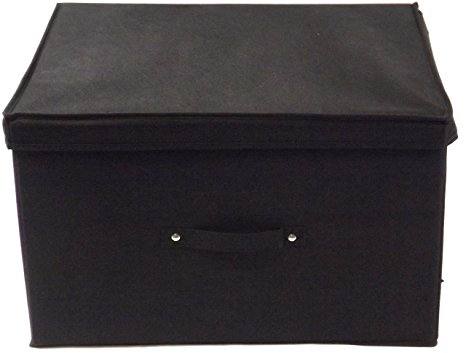 Neusu Heavy Duty Jumbo Foldable Black Storage Box - 50cm x 40cm x 30cm (60 Litre Capacity) - Perfect For Any Room (Children's Room, Bedroom, Living Room) To Store Toys, Bedding, Clothes, Books, DVDs, More