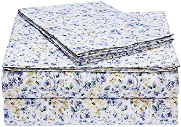 AmazonBasics Microfiber Sheet Set - Cal King, Blue Floral