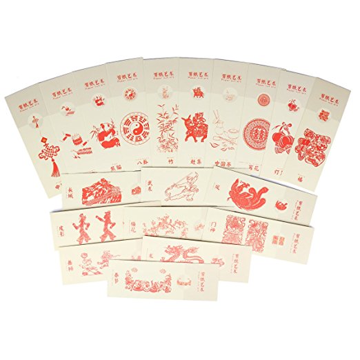 Twone CHINESE PAPER CUT Bookmark Set With 30 Bookmarks Featuring Colorful Chinese Scenes