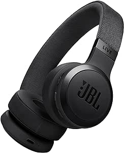 JBL Live 670NC - Wireless On-Ear Headphones with Adaptive Noise Cancelling with Smart Ambient, Up to 65H Battery Life with Speed Charge, Lightweight, Comfortable and Foldable Design (Black)