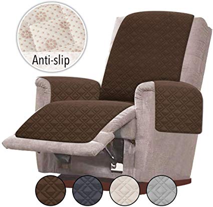 Rose Home Fashion RHF Anti-Slip Chair Covers for Leather Sofa, Slip-Resistant for Chair, Recliner Cover, Furniture Protectors for Recliner Chair Cover, Machine Washable(Recliner-Small: Chocolate)