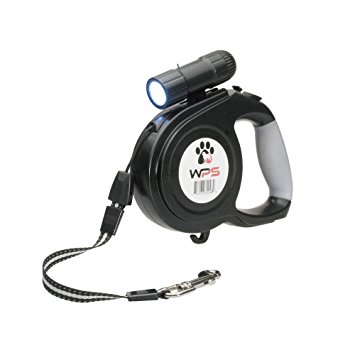 Retractable Dog Leash 9 LED Detachable Flashlight- Extends 26-Feet, For Dogs Up to 88 pounds, Batteries Included, By WPS