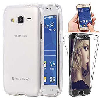 J7 2015 case(Front Back Cover Gel Series), Houshine Shockproof TPU 360 degree Protective Clear Crystal Rubber Soft Case Cover For Samsung Galaxy J7 2015, Transparent