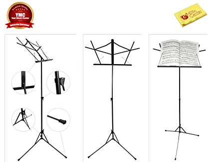 YMC Metal Wire Music Stand   Gig Bag   Polishing Cloth - Black