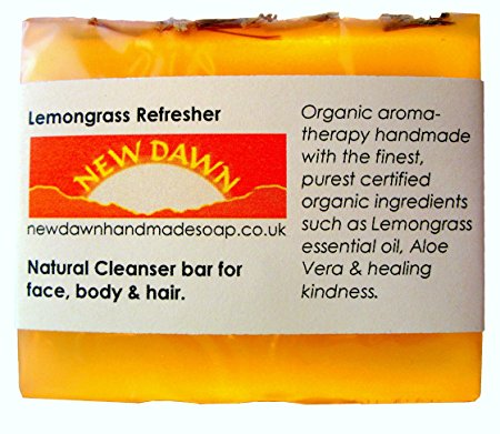 Handmade Natural Lemongrass Soap Bar - Range No.7 - Rosacea / Thread and Spider Veins Calming, Acne / Large Open Pore Relief - 75g