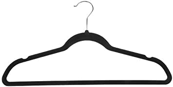 Amazon Basics Slim, Velvet, Non-Slip Clothes Suit Hangers, Black/Silver - Pack of 30