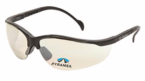 Pyramex V2 Readers Safety Eyewear, Indoor/Outdoor Mirror  2.0 Lens With Black Frame