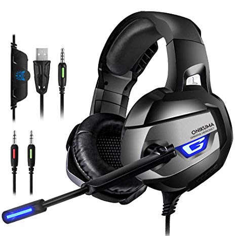 JEECOO Gaming Headset for PS4 Xbox One PC, Over-Ear Headphones with Microphone Volume Control, Stereo Bass Surround, for Laptop Mac iPad Smartphones