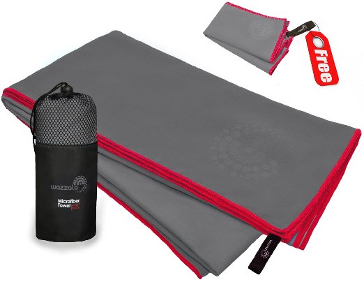 Premium Microfiber Towel for Travel, Sports & Outdoors   FREE Hand/Face Towel & Mesh BAG. Antibacterial, Quick-dry, Compact. With Hook. Limited Time Offer!
