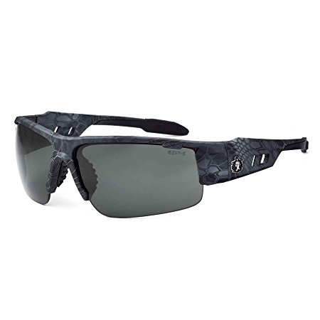 Skullerz Dagr Polarized Safety Sunglasses- Kryptek Typhon Black Camo Frame, Smoke Lens