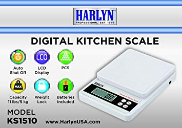 Harlyn Multifunction Digital Food & Kitchen Scale - Stainless Steel Platform - 11 LB Capacity - Tare and PCS Function - LCD Backlight (for Cooking, Baking, Jewelry Weight, Portion Control)