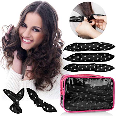 30pcs Hair Rollers - HailiCare Foam Hair Roller for Hair DIY - Flexible Soft Pillow Curlers - No Heat for Women & Kids (Black)