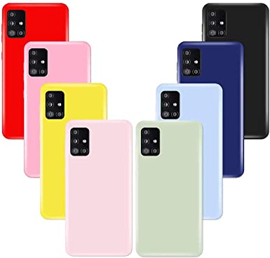 (8 Pack) for Samsung Galaxy A51 5G Case Galaxy A51 5G Case, Soft Silicone Gel Bumper Phone Case Shockproof Case Cover for Samsung A51 5G, Red, Light Pink, Yellow, deep Pink,Green,Purple,Blue, Black