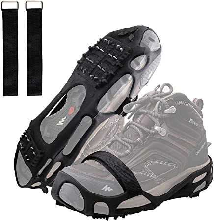 Ice Snow Spikes Grips Anti-Slip 24Teeth Ice Snow Traction Cleats Crampons Slip on Boots Footwear Winter Outdoor for Hiking Fishing Climbing