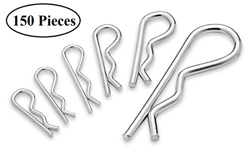 150 Pieces Cotter Pin - Heavy Duty Zinc-Plating Steel Hair Pins - For Cars, Mechanics, Garages, Workshops, Power Equipment, Trucks, Lawn Mowers, Small Engine Repair, & Fastening - By Katzco