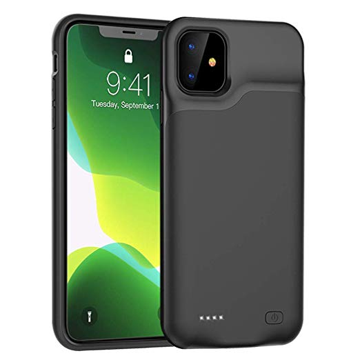 Battery Case for iPhone 11, 6000mAh Portable Protective Charging Case Compatible with iPhone 11 (6.1 inch) 2019 Rechargeable Extended Battery Charger Case (Black)