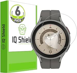 IQShield Screen Protector Compatible with Samsung Galaxy Watch 5 Pro (45mm)(6-Pack) Anti-Bubble Clear TPU Film