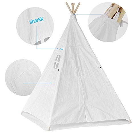 Teepee Tent – 6-Foot Durable Indian Canvas Play Tent for Kids - Sharkk Indoor and Outdoor Play Tent Lounger - Perfect for Creative Playtime