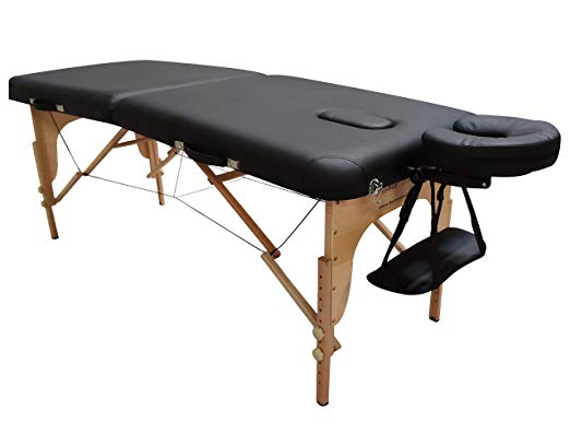 BarberSharper Portable Folding Massage Table Black SPA Bed with Carrying Bag (Regular)