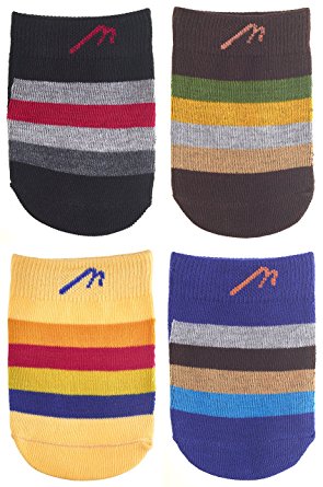 Mabua Anti-Slip Half Socks, Striped 4 Pack