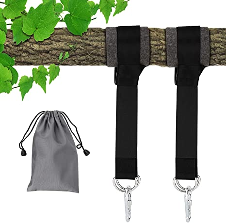 MoKo Tree Swing Hanging Straps Kit, Two Hammock Hanging Straps Hold 2000lbs 5ft Long Strap with Heavy Duty Carabiners Easy Fast Installation Outdoor Swing Strap for All Type of Swings - Black