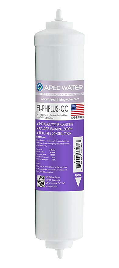 APEC FI-PHPLUS-QC US Made 10" High Purity pH  Calcium Carbonate Alkaline Filter with ¼” Quick Connect for Reverse Osmosis Water Filter System (for Standard System, Replacement Filter Only)