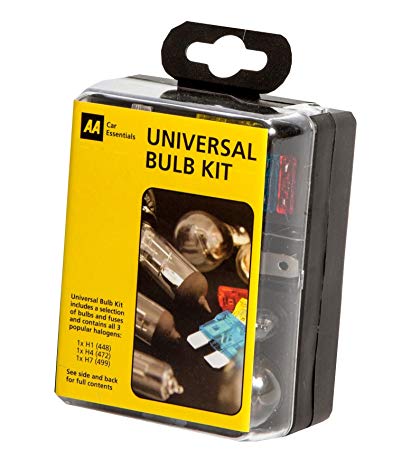 AA Compact Universal Bulb Kit, inc H1, H4 and H7 bulbs - Black