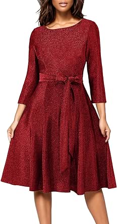 DRESSTELLS Cocktail Dress for Women, Vintage Modest Wedding Guest 3/4 Sleeves Fall Dresses 2024, Formal Church Dress